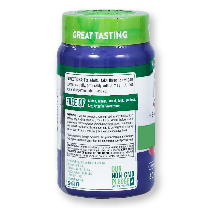 Nature'S Truth Essential Iron Gummies+b-Vitamins,Zinc Grape Flavor 60'S