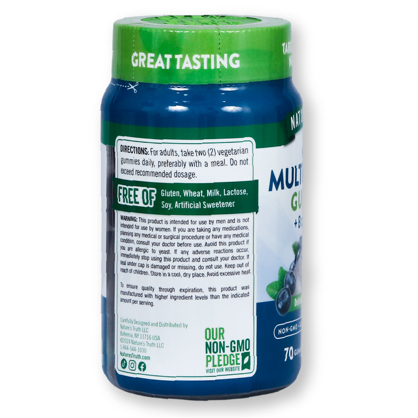 Nature'S Truth Men'S Multivitamin+b12,D3,Zinc Gummies Blueberry Flavor 70'S