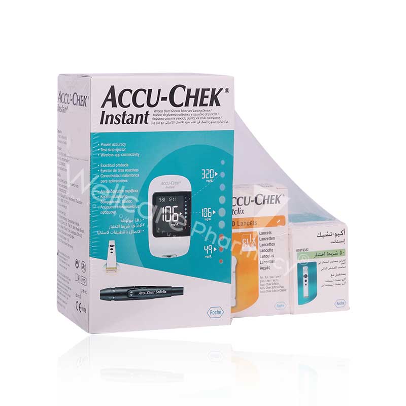 Accu Check Instant Blood Glucose Monitor + Strips50 + Lancets 100'S Kit - Wellcare Pharmacy
