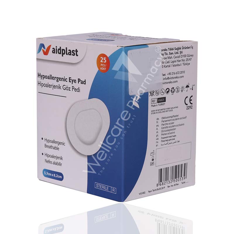 Aidplast Sterile Hypoallergenic Eye Pad 5.7Cmx8.2Cm 25'S V6825