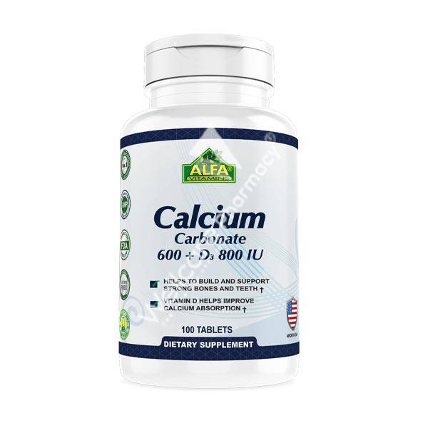 Alfa Calcium 600+Vitamin D3 800Iu Tablets 100'S - Wellcare Pharmacy