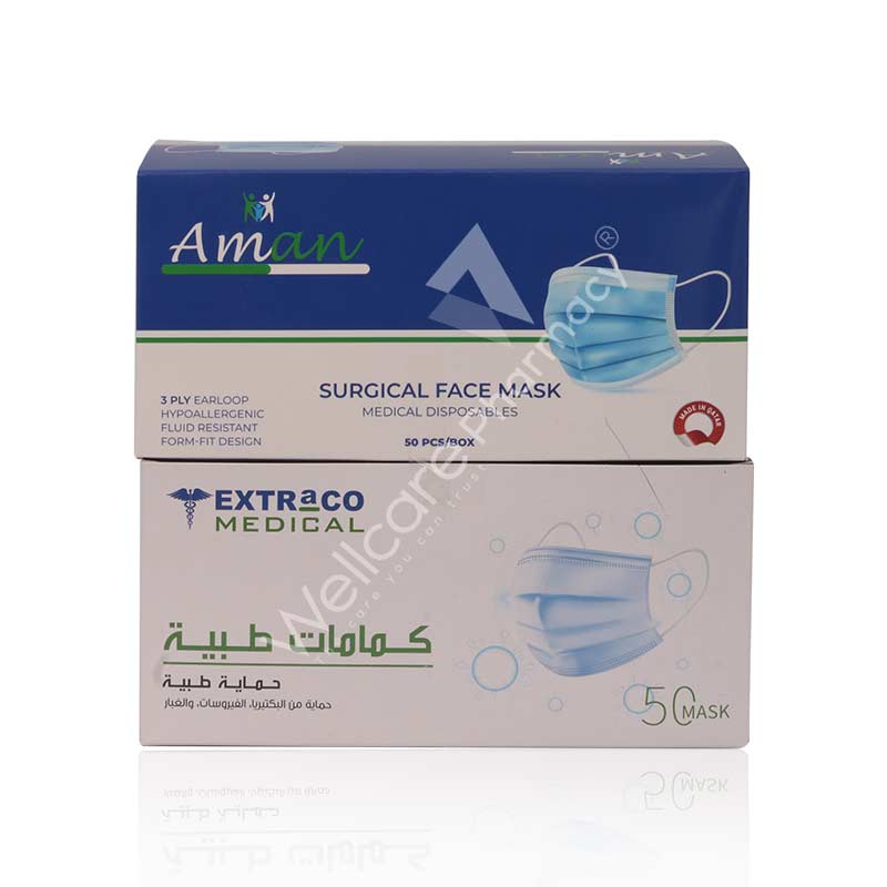 Aman Extraco Blue & Pink Surgical Face Mask Bundle Pack