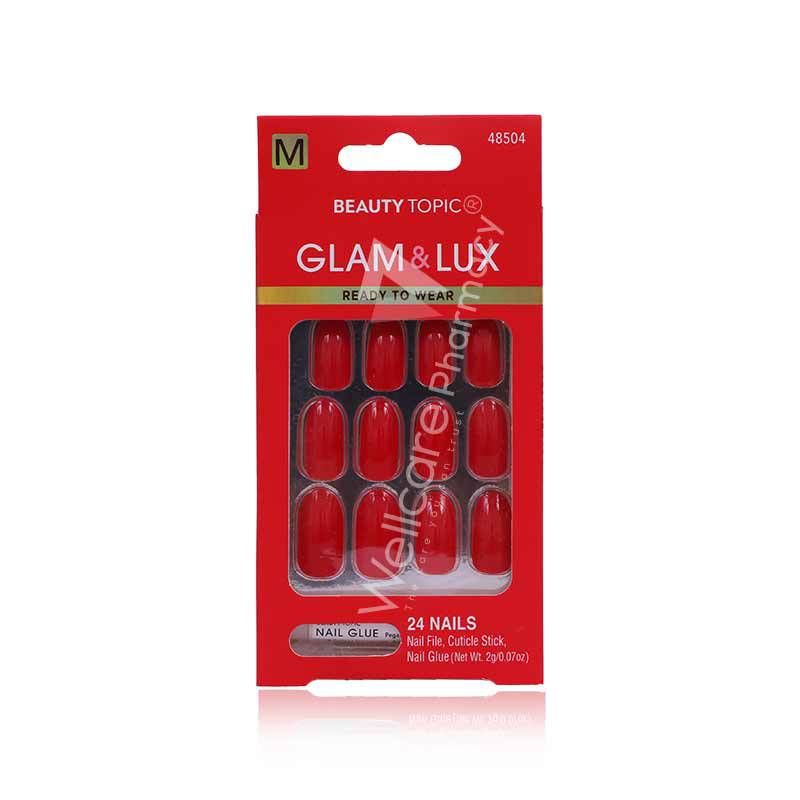 Beauty Topic Glam&Lux Med.Red Nail Kit 24'S- 48504