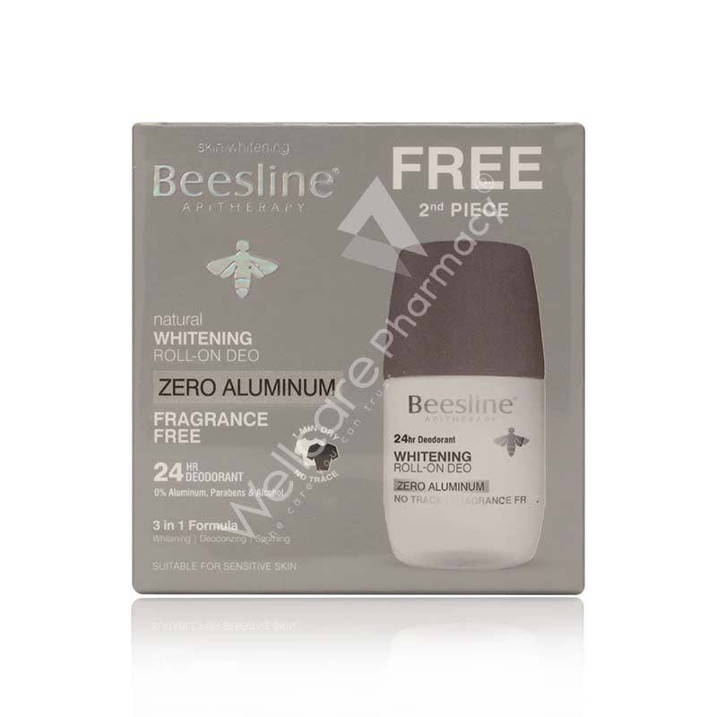 Beesline 1+1 Skin Whitening Roll-On Deo Zero Aluminium Fragrance Free 70Ml