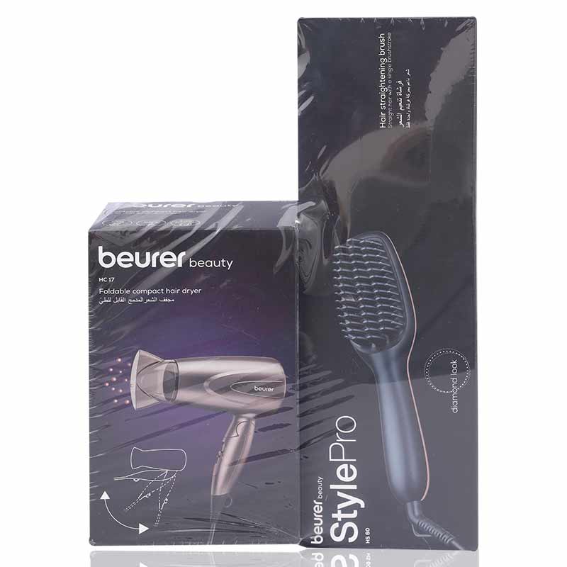 Beurer Hc17 Hair Dryer+hs60 Hair Straightening Brush