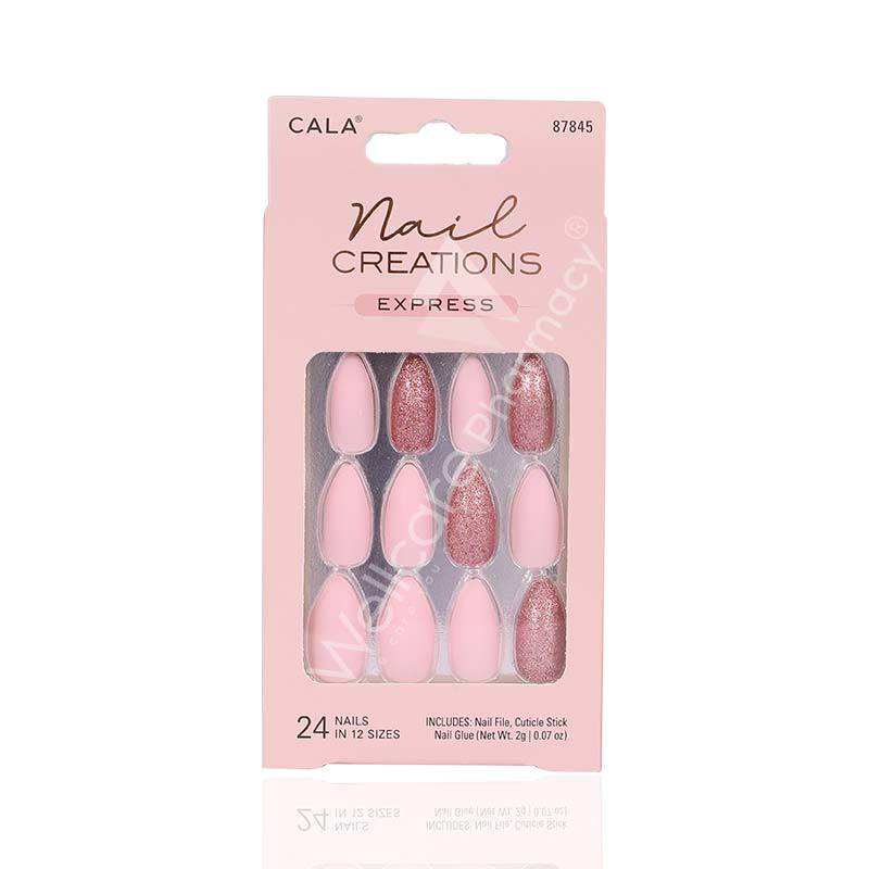 Cala Nail Creations Express -Stiletto Matte Pink Nail 24Pc Kit-87845