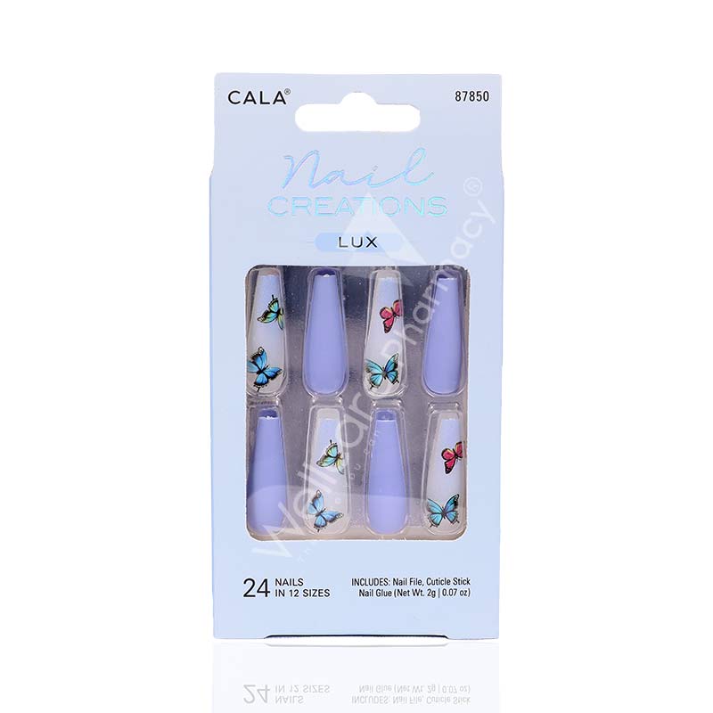 Cala Nail Creations Lux Long Coffin Blue Butterfly Nail Kit-87850 - Wellcare Pharmacy