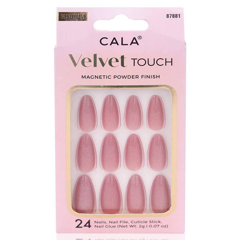 Cala Velvet Touch Med.Nail Kit Mauve Cateye 24'S