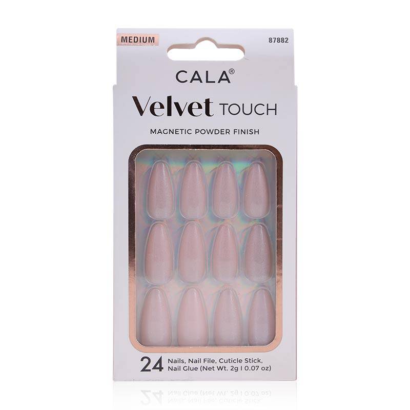 Cala Velvet Touch Med.Nail Kit Pink Cateye 24'S- 87882