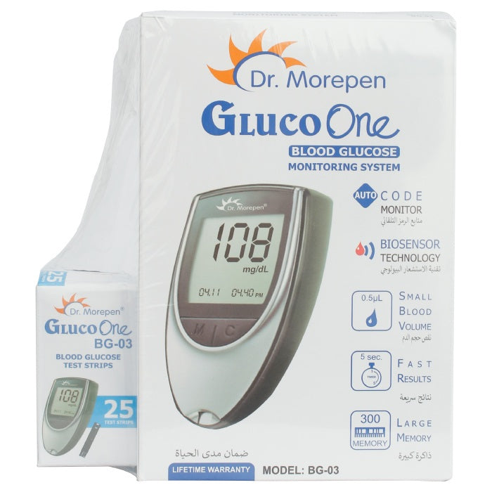 Dr.Morepen Gluco One Bg-03 Blood Glucose Monitor+strips 25'S