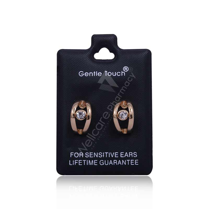 Earsense Gt101 Gold Half Moon Shaped With Crystal Insert