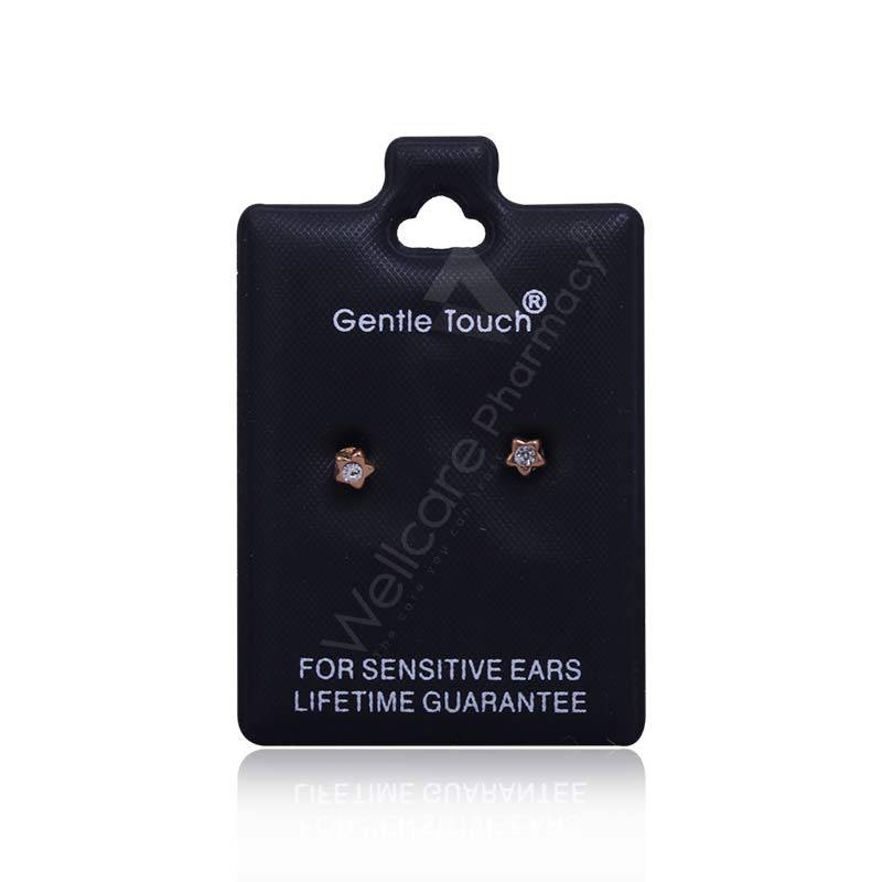 Earsense Gt118 3Mm Gold Star Studs With Crystal Insert