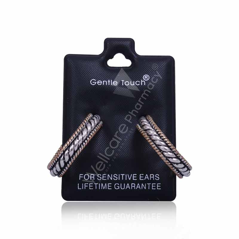 Earsense Gt119 Silver/Gold Rope Effect Posted Hoops