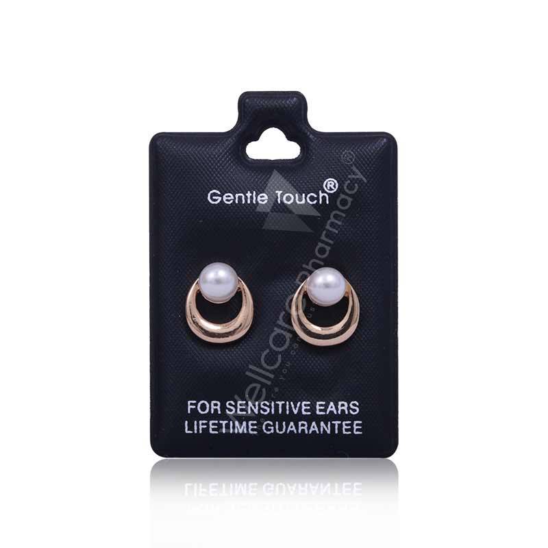Earsense Gt48 Gold Open Circle With Pearl Insert Studs