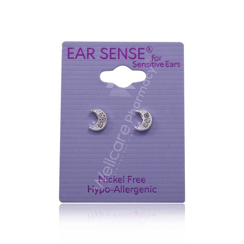 Earsense K3 Silver Encrusted Half Moon Studs