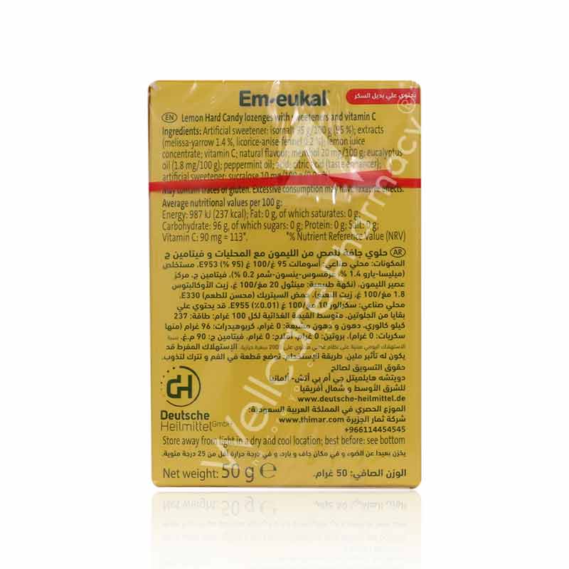 Em - Eukal Lemon Lozenges 50Gm