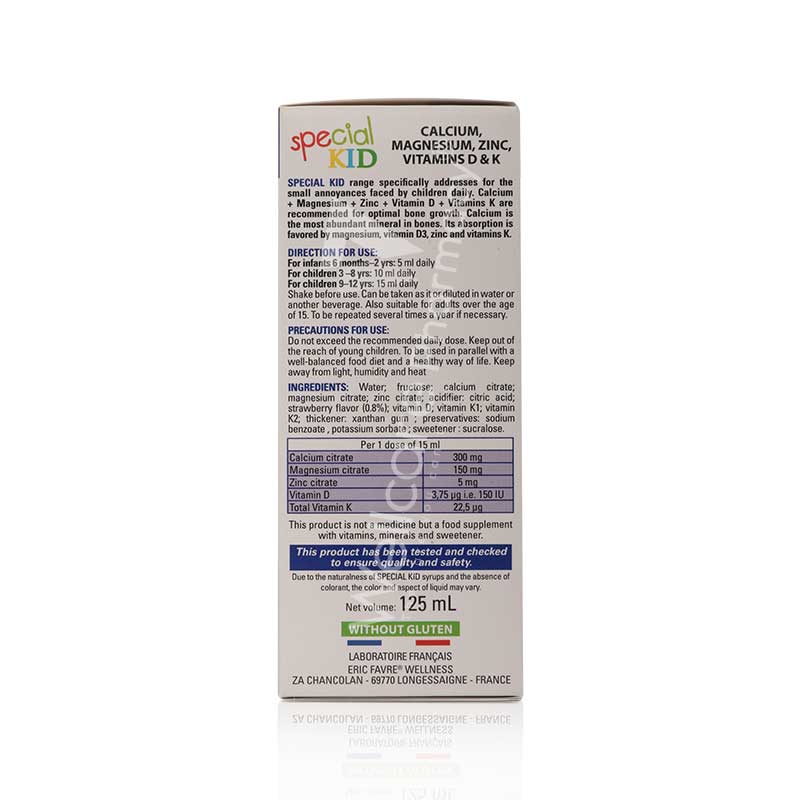 Eric Favre Special Kid Calcium,Magnesium,Zinc,Vitamin D & K Syrup 125Ml