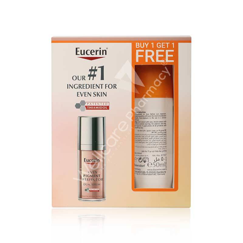 Eucerin Pigment Control Spf50 Sun Fluid 50Ml+Even Pigment Perfector Dual Serum 30Ml - Wellcare Pharmacy
