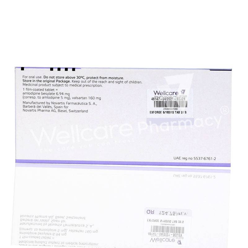 Exforge 5/160Mg Tablets 28'S - Wellcare Pharmacy