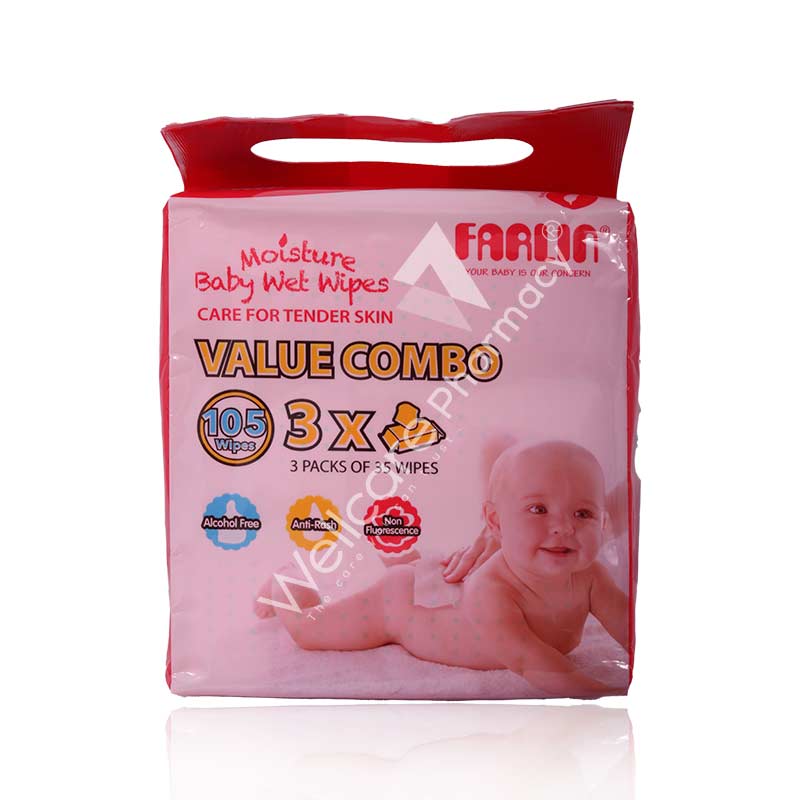 Farlin Baby Wet Wipes Value Pack 3X35 105'S Dt-005A