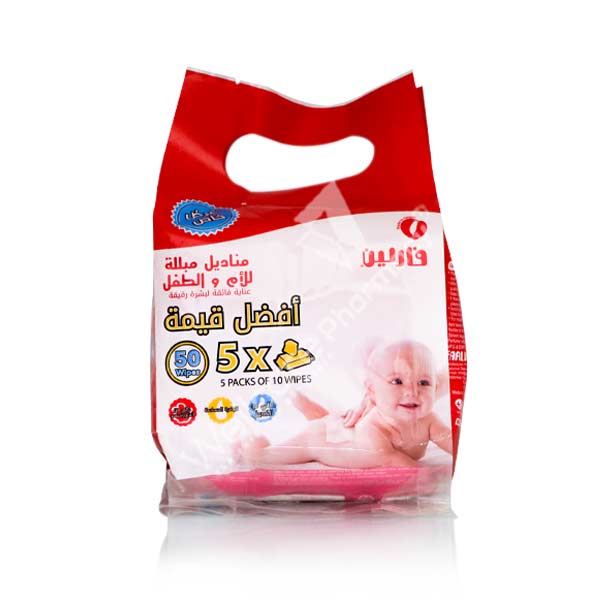 Farlin Baby Wet Wipes Value Pack 5X10 50'S Dt-004A-5P
