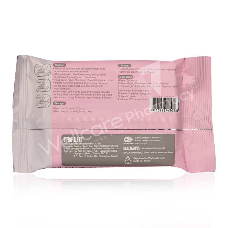 Farlin Pure Water Wet Wipes Pink 10'S Ce-20801-1B