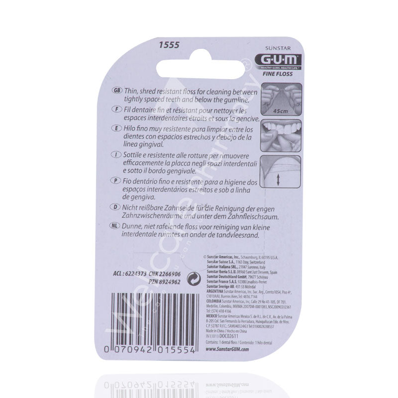 Gum Dental Fine Floss Waxed 1555Ma
