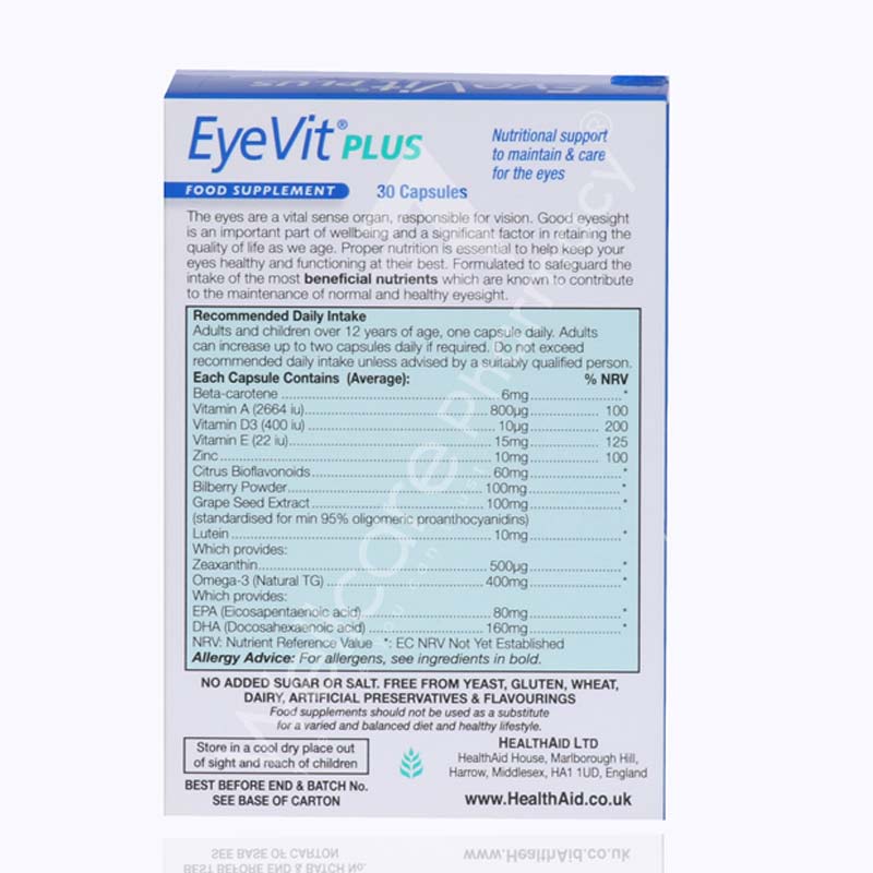 Health Aid Eyevit Plus Capsules 30'S - Wellcare Pharmacy