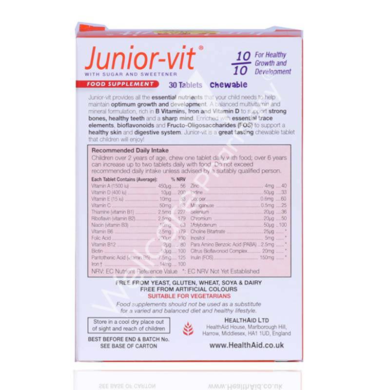 Health Aid Junior Vit Chewable Tablets 30'S - Wellcare Pharmacy