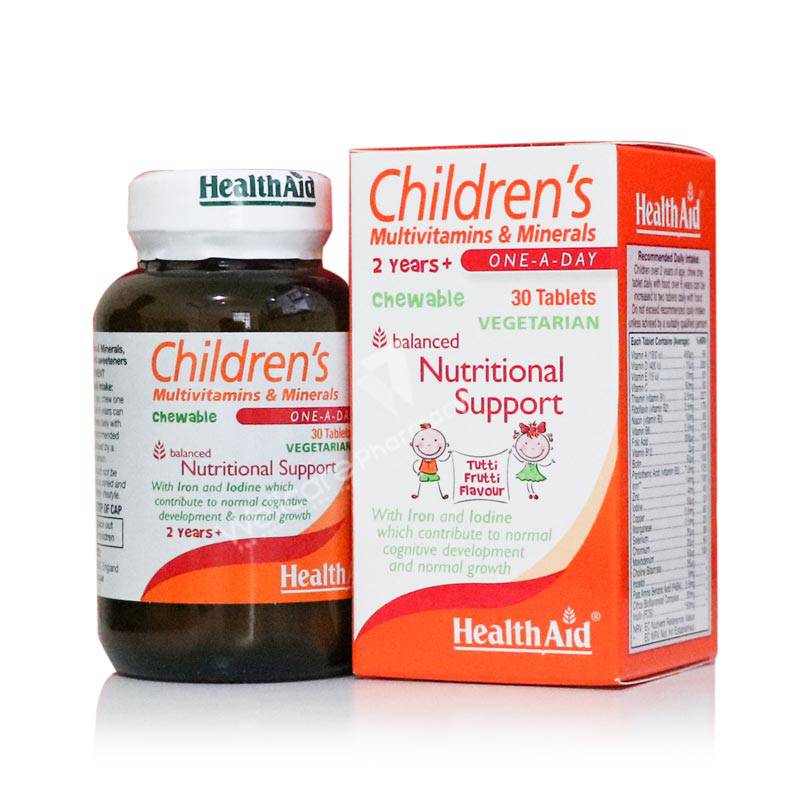 Healthaid Multivitamins & Minerals 2Years + Chewable Tablets 30'S - Wellcare Pharmacy