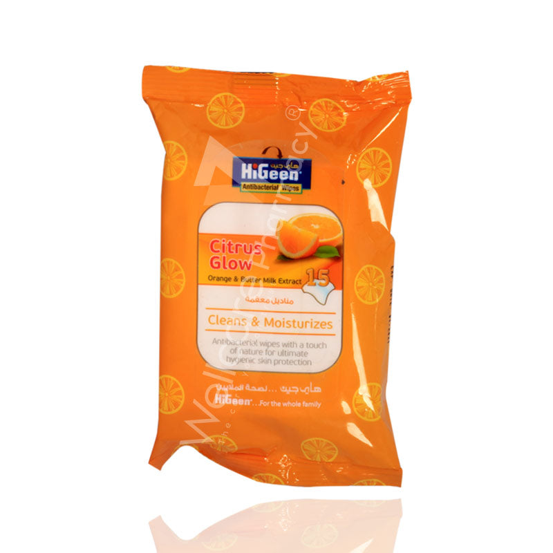 Higeen Citrus Glow Wipes 15'S - Wellcare Pharmacy