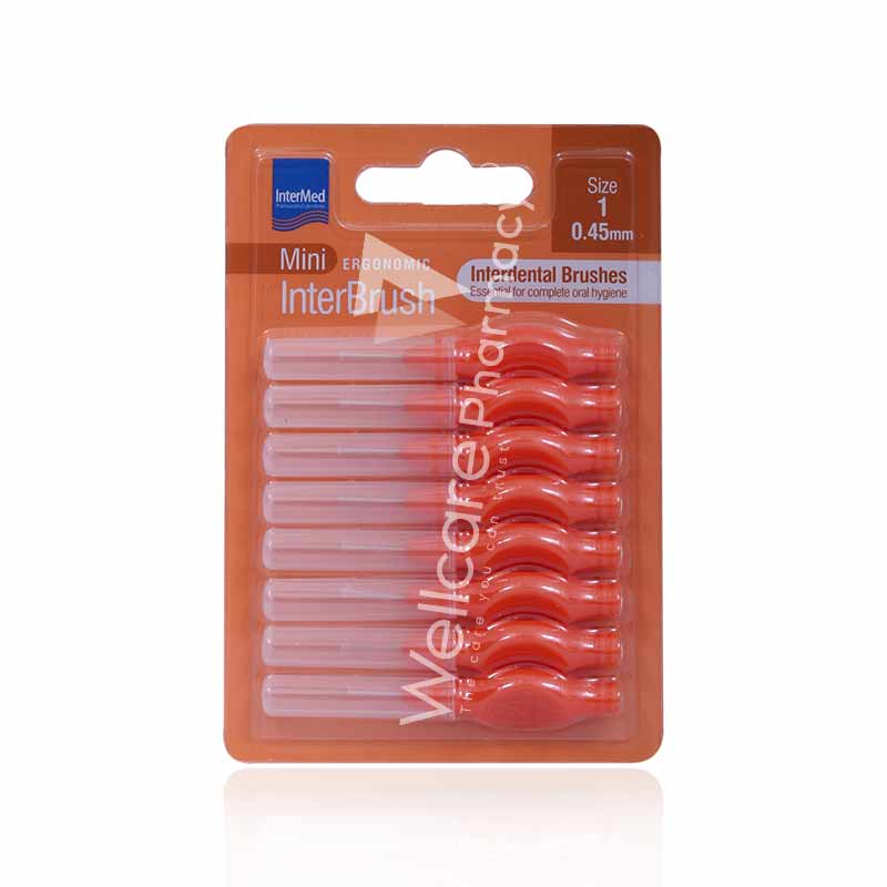 Intermed Ergononic Inter Dental Brush Mini Size 0.45Mm 1 X 8'S