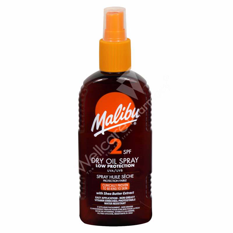 Malibu Spf 2 Dry Oil Tanning Spray 200Ml - Wellcare Pharmacy
