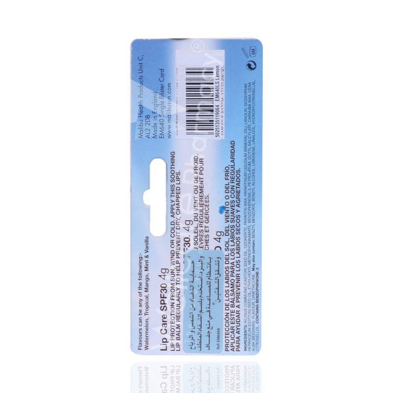 Malibu Spf 30 Lemon Lip Balm 4Gm - Wellcare Pharmacy
