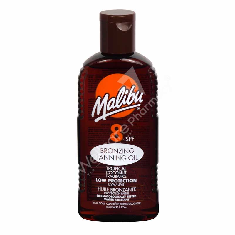 Malibu Spf 8 Bronzing Tanning Oil With Argan Oil 200ml - Wellcare Pharmacy