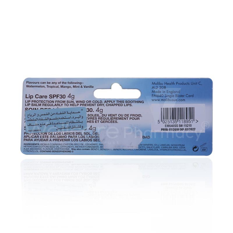 Malibu Spf30 Strawberry Lip Balm 4G