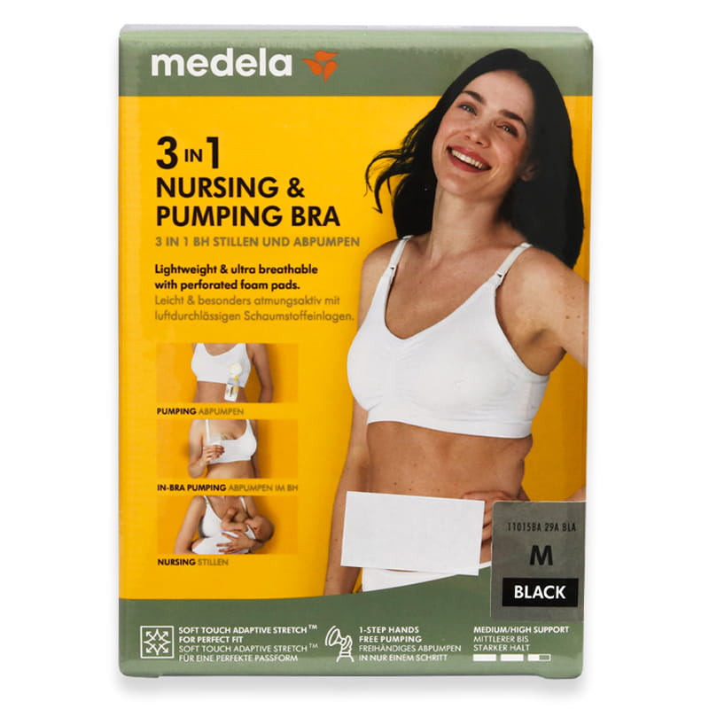 Medela 3 In 1 Nursing And Pumping Bra Black-(M)