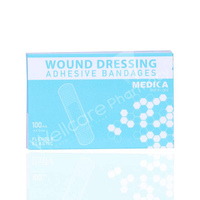 Medica Wound Dressing Adhesive Flexible Bandages 19X72mm 100'S - Wellcare Pharmacy