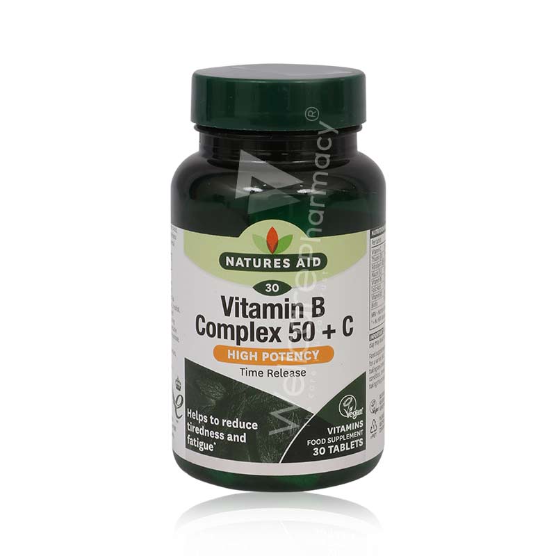 Natures Aid Vitamin B Complex 50+C Tablets 30'S