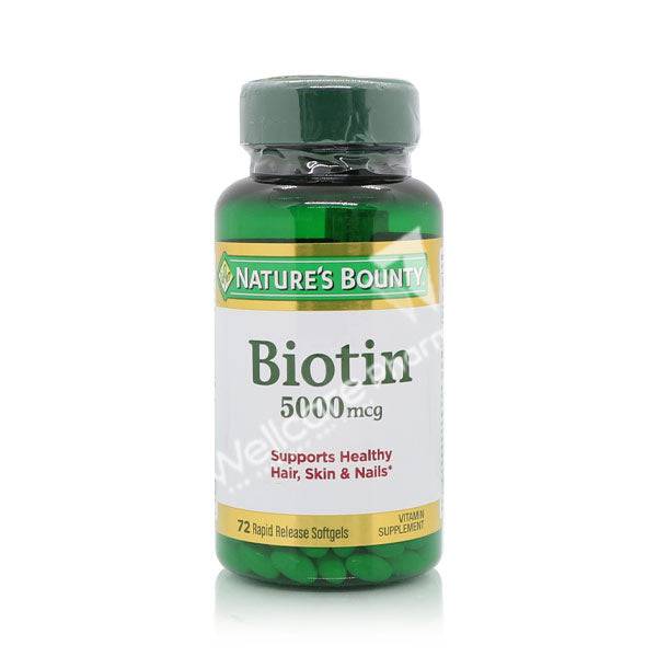 Natures Bounty Biotin 5000 Mcg Softgel72's - Wellcare Pharmacy