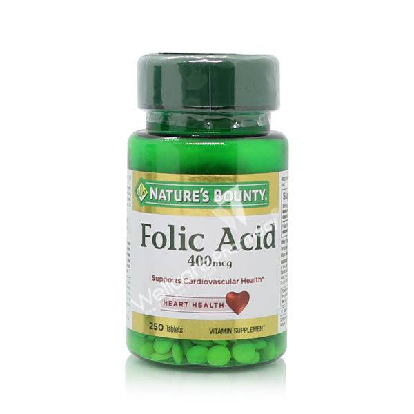 Natures Bounty Folic Acid 400Mcg Tablets 250'S - Wellcare Pharmacy