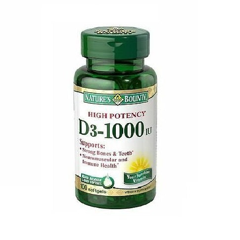 NATURES BOUNTY HIGH POTENCY VITAMIN D3-1000IU SOFTGEL 120'S