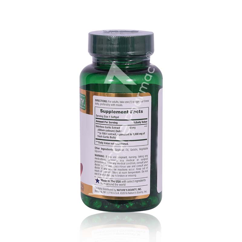 Nature's Bounty Odourless Garlic 1000Mg Capsules 100`S - Wellcare Pharmacy