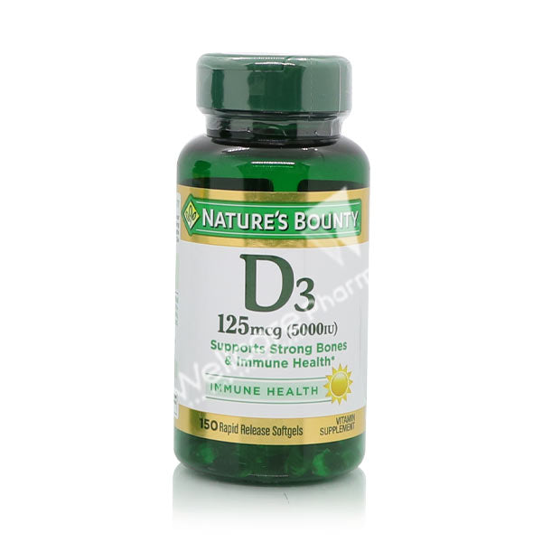 Natures Bounty Vitamin D3-125Mcg 5000Iu Rapid Release Softgel 150'S