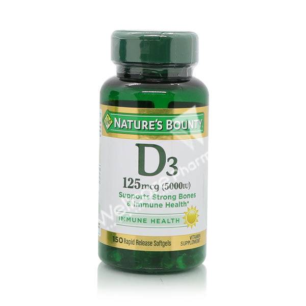 Natures Bounty Vitamin D3-125Mcg 5000Iu Rapid Release Softgel 150'S - Wellcare Pharmacy