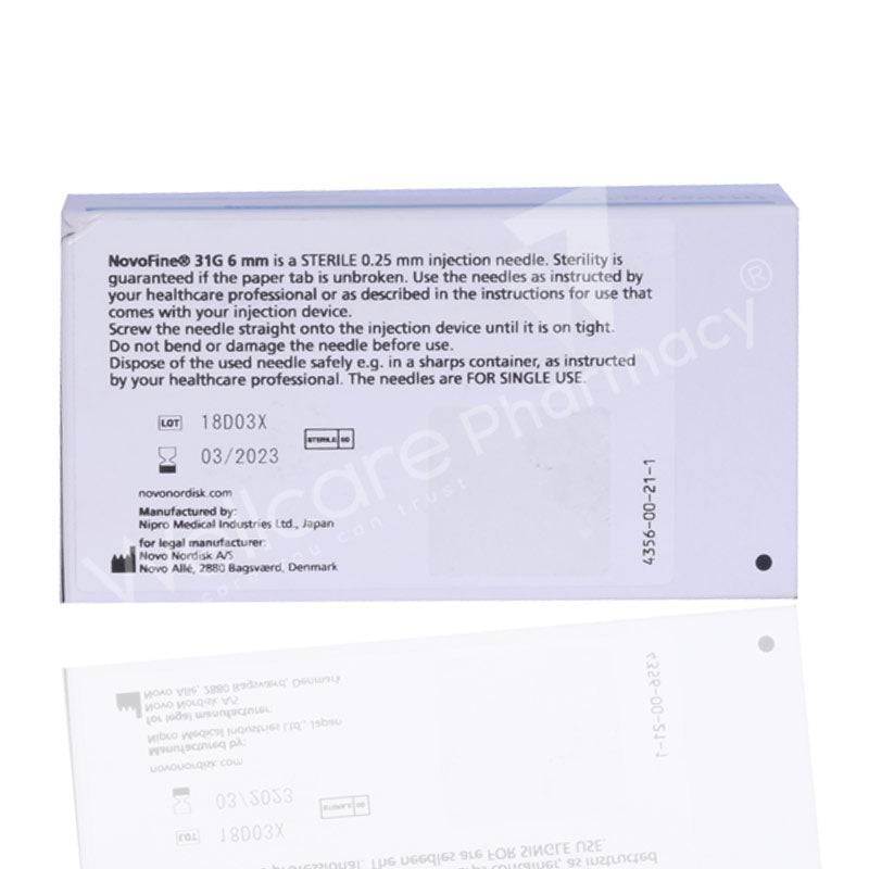 Novofine 31G 0.25X6mm 100'S - Wellcare Pharmacy