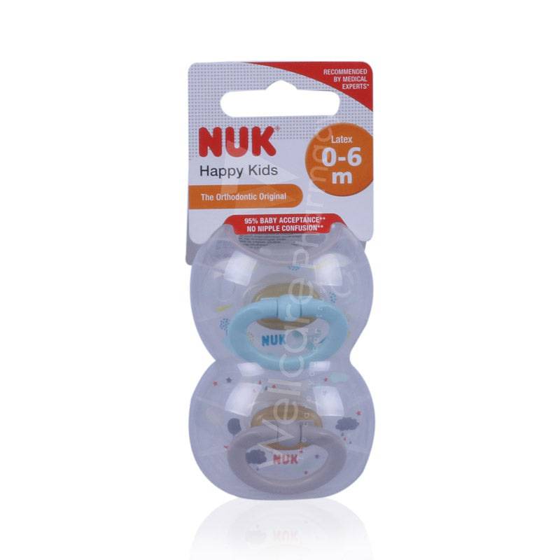 Nuk Happy Kids Latex Sooth 2'S 0-6 Months