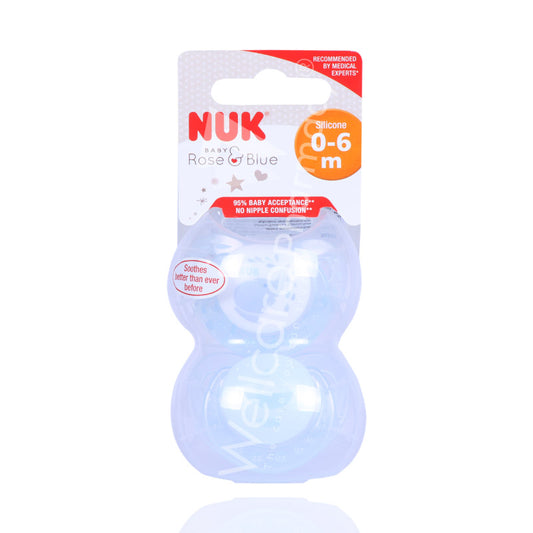 Nuk Rose Blue 0 To 6 Months Silicon Soother 2'S