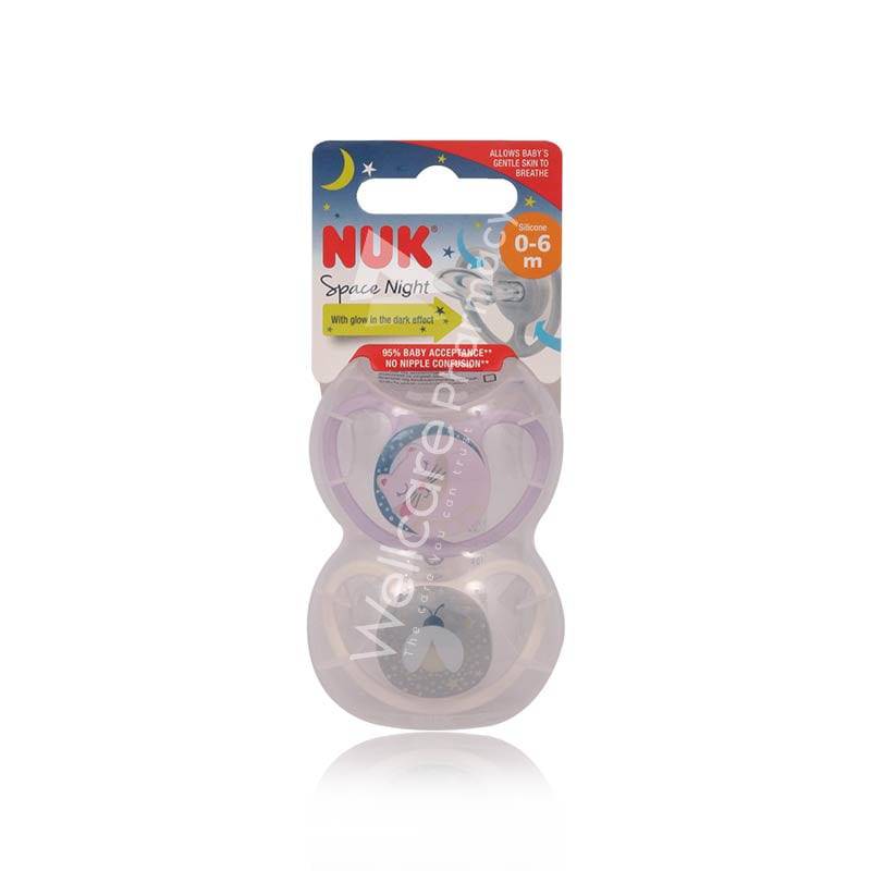 Nuk Space Night Pacifier Girl 0-6M 2'S