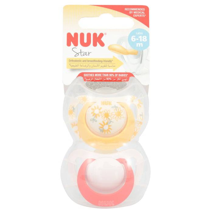 NUK STAR LATEX SOOTHER 6-18M 2'S